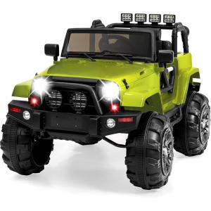 imageBest Choice Products Kids 12V Ride On Truck Battery Powered Toy Car wSpring Suspension Remote Control 3 Speeds LED Lights Bluetooth  BlackGreen