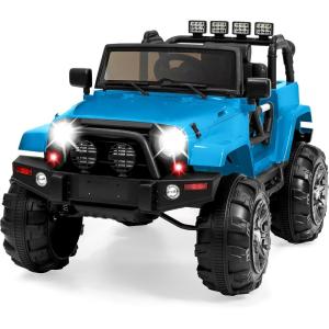 imageBest Choice Products Kids 12V Ride On Truck Battery Powered Toy Car wSpring Suspension Remote Control 3 Speeds LED Lights Bluetooth  BlackLight Blue