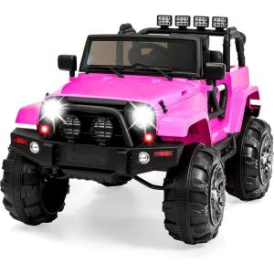 imageBest Choice Products Kids 12V Ride On Truck Battery Powered Toy Car wSpring Suspension Remote Control 3 Speeds LED Lights Bluetooth  BlackPink