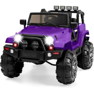 imageBest Choice Products Kids 12V Ride On Truck Battery Powered Toy Car wSpring Suspension Remote Control 3 Speeds LED Lights Bluetooth  BlackPurple
