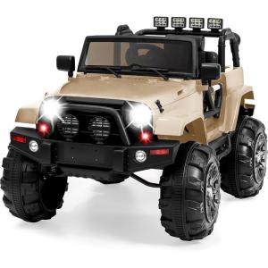 imageBest Choice Products Kids 12V Ride On Truck Battery Powered Toy Car wSpring Suspension Remote Control 3 Speeds LED Lights Bluetooth  BlackSand