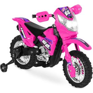 imageBest Choice Products Kids 6V Ride On Motorcycle wTreaded Tires Working Headlights 2mph Top Speed Training Wheels Realistic Sounds Music Battery Charger  GreenHot Pink