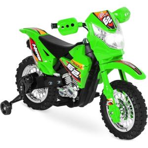 imageBest Choice Products Kids 6V Ride On Motorcycle wTreaded Tires Working Headlights 2mph Top Speed Training Wheels Realistic Sounds Music Battery Charger  GreenGreen