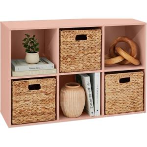 imageBest Choice Products Kids Bookcase 8Cube Storage Organizer 135in Shelf Opening Bookshelf Toy Storage Customizable w 3 Removable Back Panels  SageLight Pink