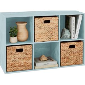 imageBest Choice Products Kids Bookcase 8Cube Storage Organizer 135in Shelf Opening Bookshelf Toy Storage Customizable w 3 Removable Back Panels  SageLight Blue