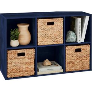 imageBest Choice Products Kids Bookcase 8Cube Storage Organizer 135in Shelf Opening Bookshelf Toy Storage Customizable w 3 Removable Back Panels  SageNavy