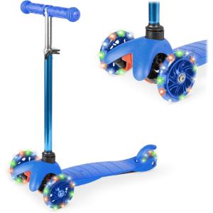 imageBest Choice Products Kids Mini Kick Scooter Toy wLightUp Wheels Height Adjustable TBar Foot Break  BlueBlue