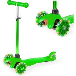 imageBest Choice Products Kids Mini Kick Scooter Toy wLightUp Wheels Height Adjustable TBar Foot Break  BlueGreen