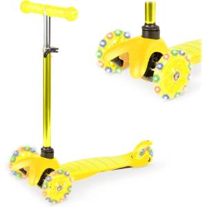 imageBest Choice Products Kids Mini Kick Scooter Toy wLightUp Wheels Height Adjustable TBar Foot Break  BlueYellow