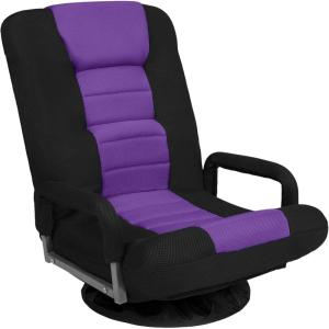 imageBest Choice Products Swivel Gaming Chair 360 Degree Multipurpose Floor Chair Rocker for TV Reading Playing Video Games wLumbar Support Armrest Handles Adjustable Foldable Backrest  BlackBlueBlackPurple