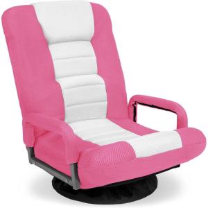 imageBest Choice Products Swivel Gaming Chair 360 Degree Multipurpose Floor Chair Rocker for TV Reading Playing Video Games wLumbar Support Armrest Handles Adjustable Foldable Backrest  BlackBluePinkWhite
