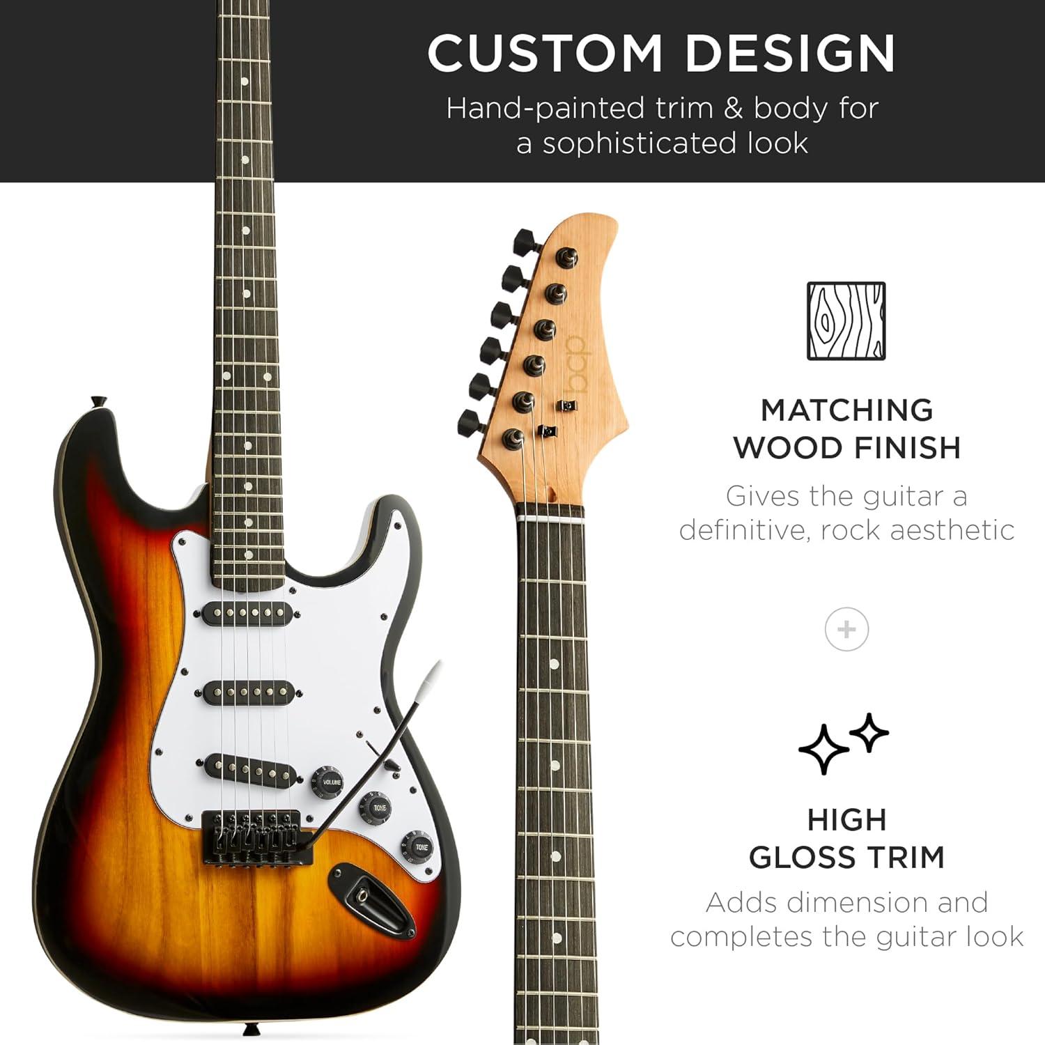 imageBest Choice Products 39in Full Size Beginner Electric Guitar Starter Kit wCase Strap 10W Amp Strings Pick Tremolo Bar  SoCal Green3 Color Sunburst