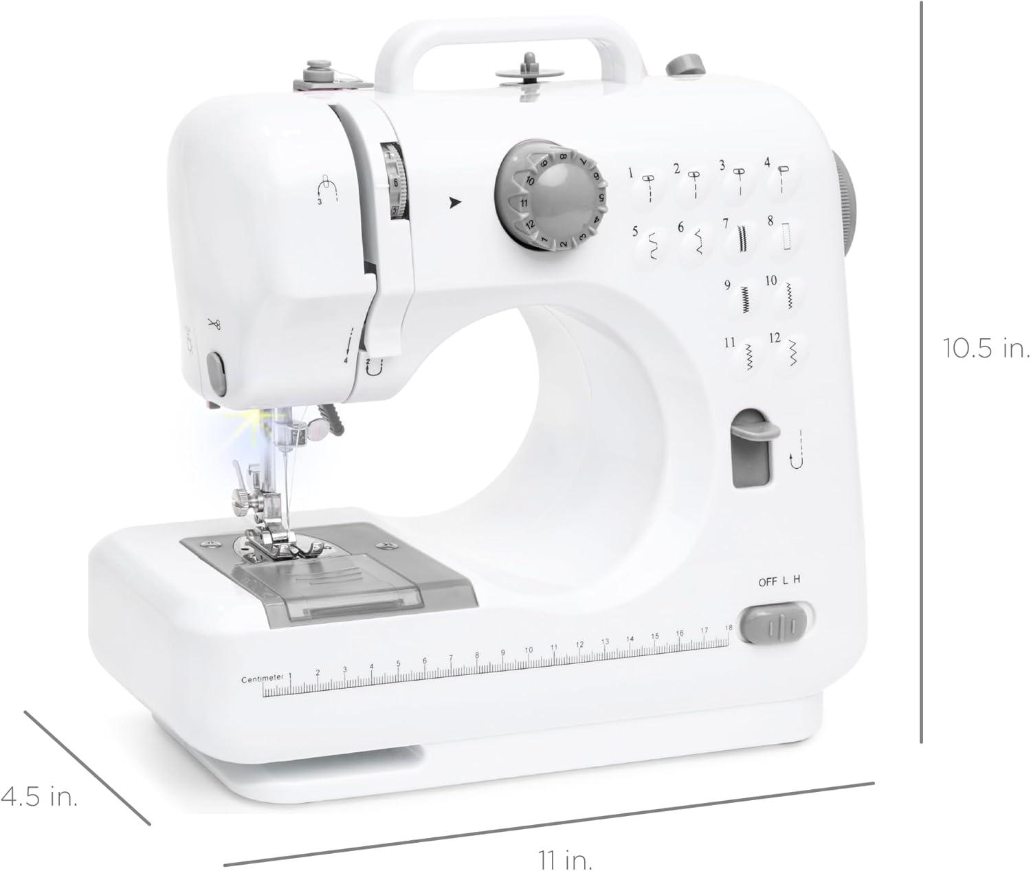 imageBest Choice Products Compact Sewing Machine 42Piece Beginners Kit Multifunctional Portable 6V Beginner Sewing Machine w 12 Stitch Patterns Light Foot Pedal Storage Drawer  TealWhiteGrayWhite