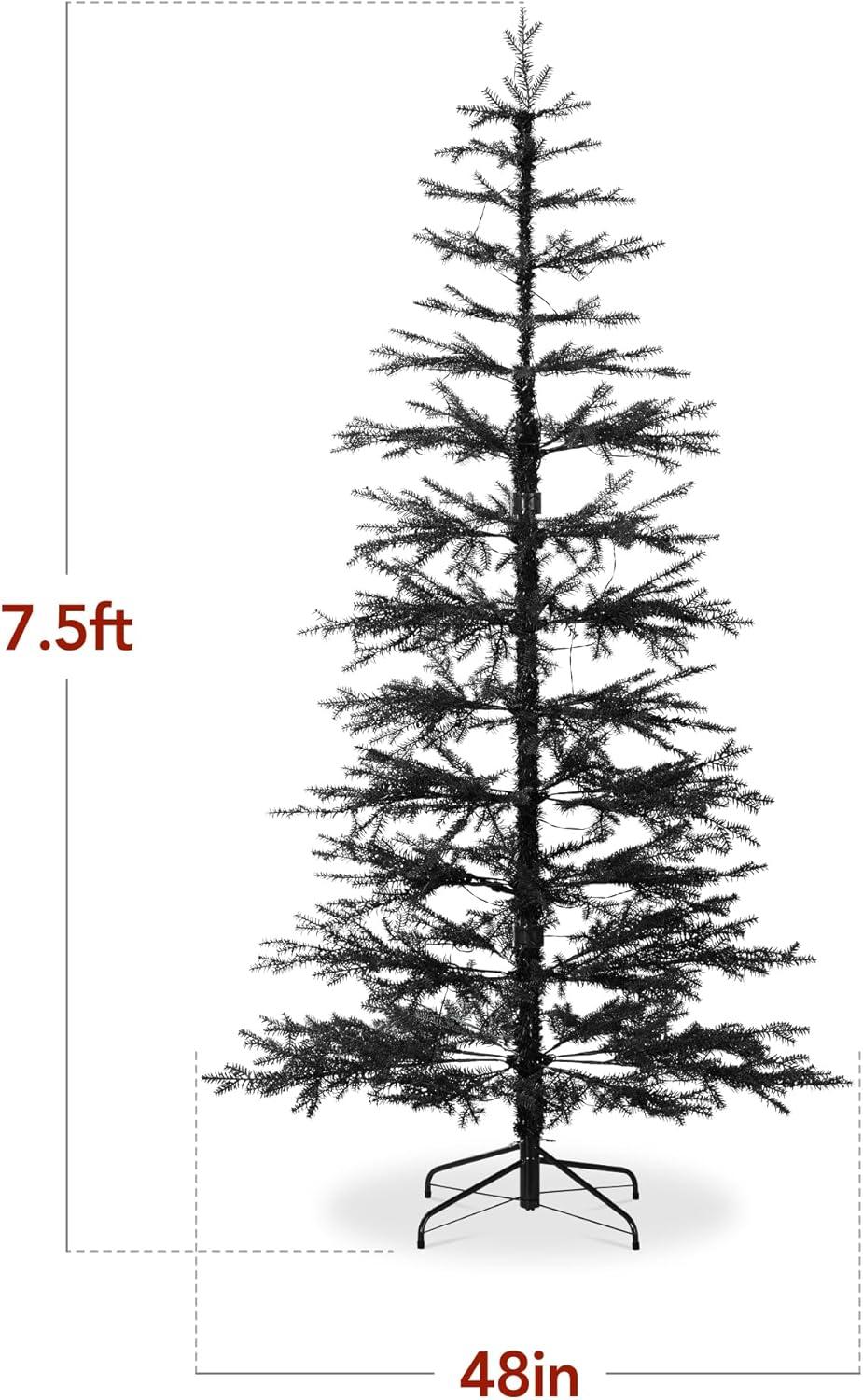 imageBest Choice Products PreLit Sparse Christmas Tree 9ft Artificial Pine Holiday Dcor Aspen Noble Fir w 2in1 White ampamp Multicolor LED LightsBlack