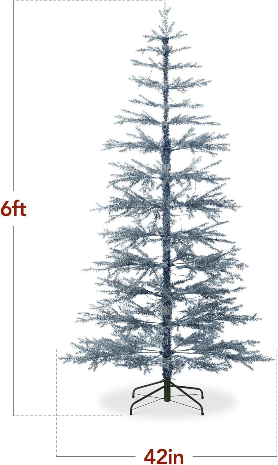 imageBest Choice Products PreLit Sparse Christmas Tree 9ft Artificial Pine Holiday Dcor Aspen Noble Fir w 2in1 White ampamp Multicolor LED LightsBlue Spruce