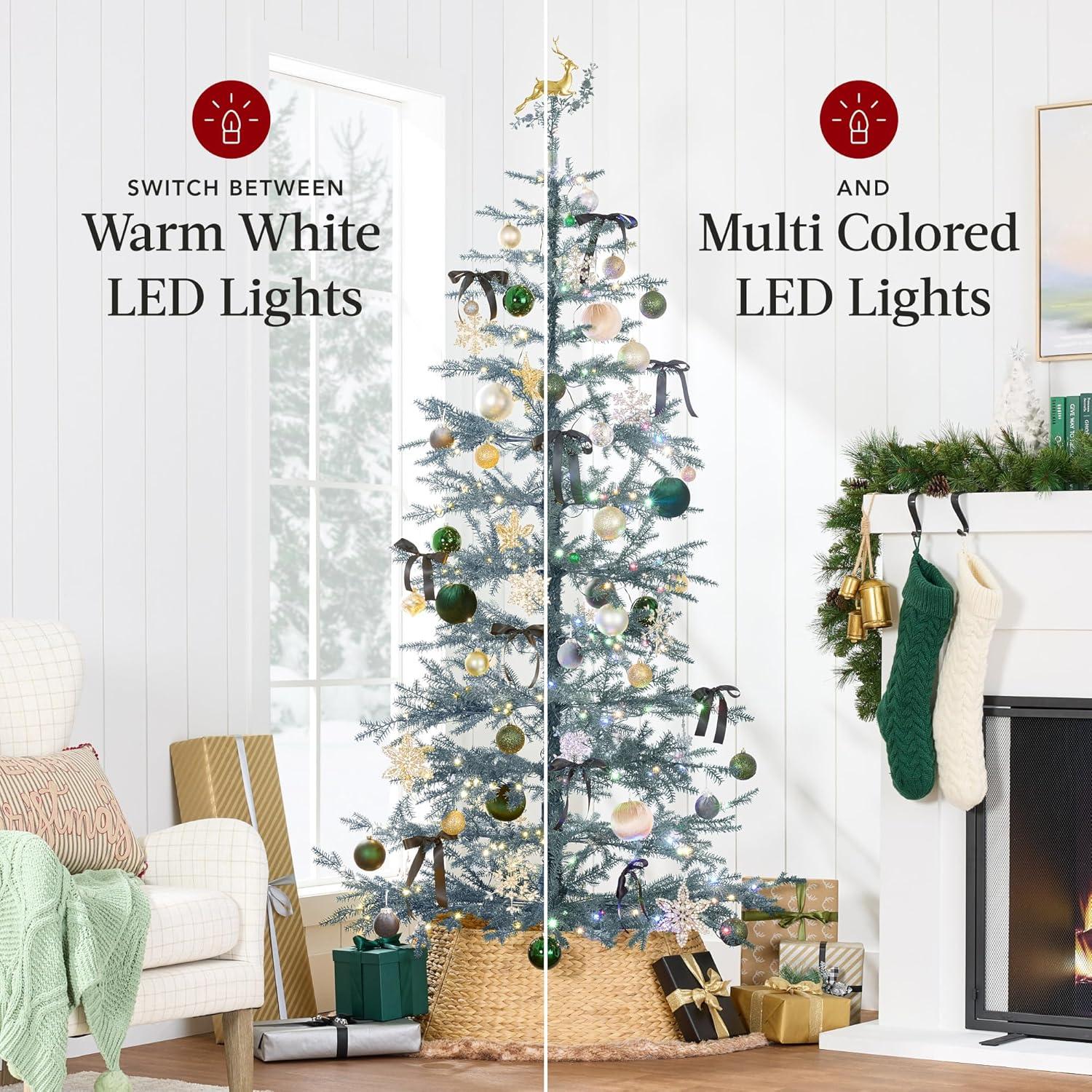 imageBest Choice Products PreLit Sparse Christmas Tree 9ft Artificial Pine Holiday Dcor Aspen Noble Fir w 2in1 White ampamp Multicolor LED LightsBlue Spruce