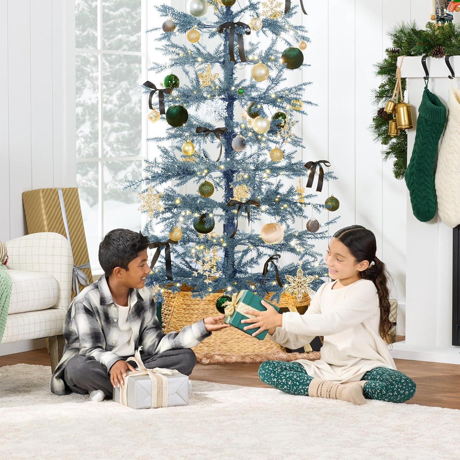 imageBest Choice Products PreLit Sparse Christmas Tree 9ft Artificial Pine Holiday Dcor Aspen Noble Fir w 2in1 White ampamp Multicolor LED LightsBlue Spruce