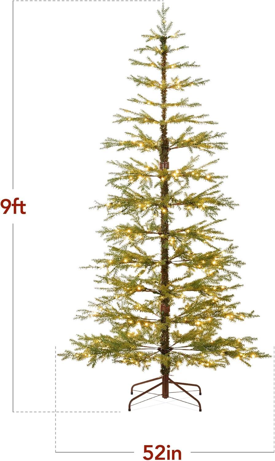 imageBest Choice Products PreLit Sparse Christmas Tree 9ft Artificial Pine Holiday Dcor Aspen Noble Fir w 2in1 White ampamp Multicolor LED LightsGreen