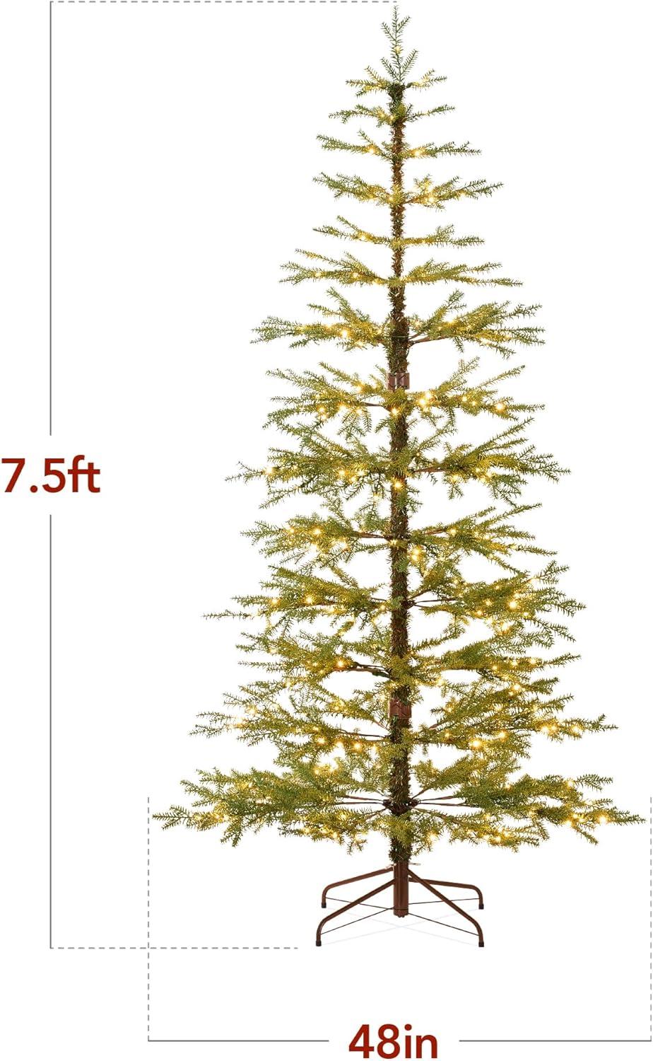 imageBest Choice Products PreLit Sparse Christmas Tree 9ft Artificial Pine Holiday Dcor Aspen Noble Fir w 2in1 White ampamp Multicolor LED LightsGreen