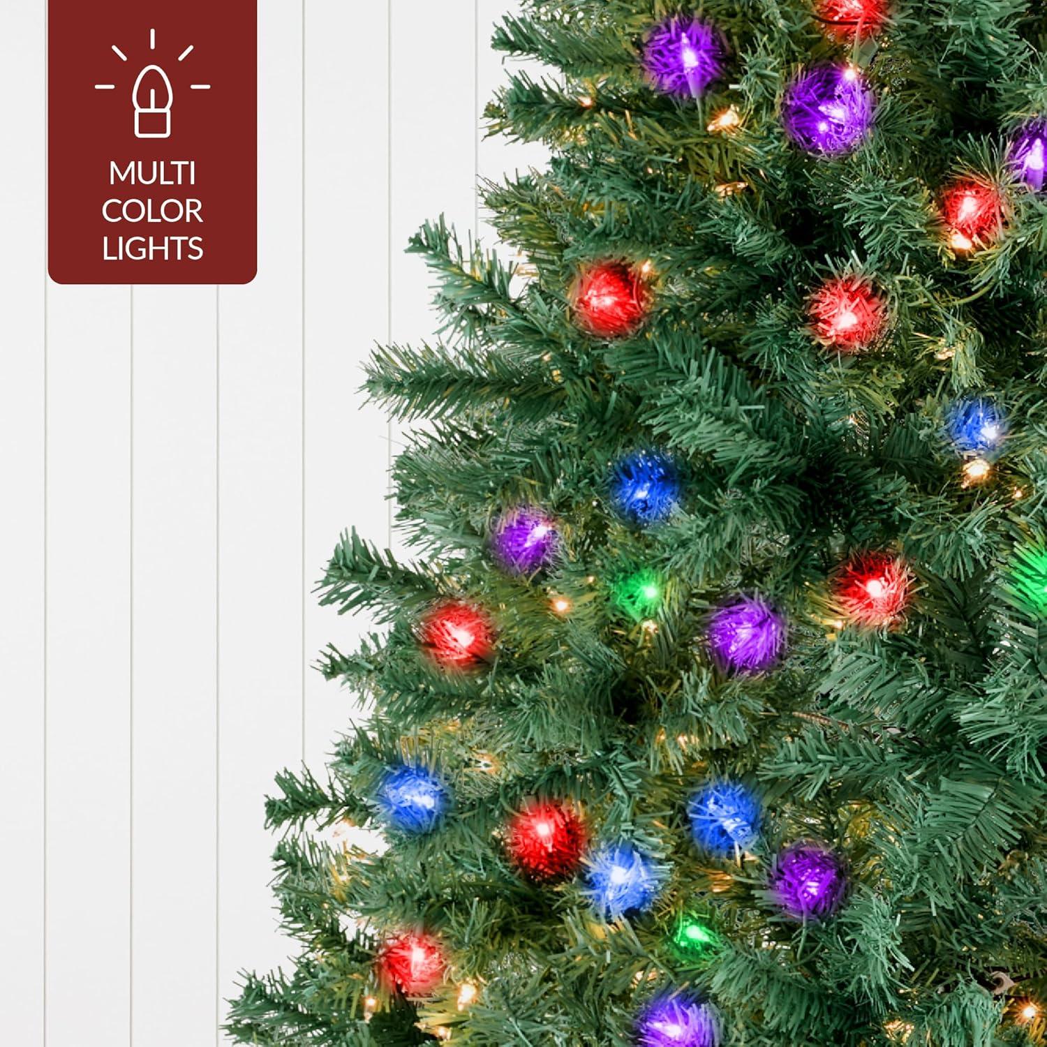 imageBest Choice Products White Christmas Tree 75ft PreLit Artificial Pine Tree Premium Holiday Decoration wWarm White Lights Stand Easy AssemblyMulticolor Lights