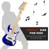 imageBest Choice Products 30in Kids Electric Guitar Beginner Starter Kit w 5W Amplifier Strap Gig Bag Strings Picks  BlackMetallic Blue