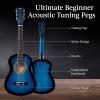 imageBest Choice Products 38in Beginner All Wood Acoustic Guitar Starter Kit wGig Bag 6 Picks Nylon Strings Strap wPick Holder  NaturalBlueburst