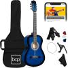 imageBest Choice Products 38in Beginner All Wood Acoustic Guitar Starter Kit wGig Bag 6 Picks Nylon Strings Strap wPick Holder  NaturalBlueburst