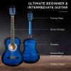 imageBest Choice Products 38in Beginner All Wood Acoustic Guitar Starter Kit wGig Bag 6 Picks Nylon Strings Strap wPick Holder  NaturalBlueburst