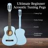 imageBest Choice Products 38in Beginner All Wood Acoustic Guitar Starter Kit wGig Bag 6 Picks Nylon Strings Strap wPick Holder  NaturalLight Blue