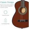 imageBest Choice Products 38in Beginner All Wood Acoustic Guitar Starter Kit wGig Bag 6 Picks Nylon Strings Strap wPick Holder  NaturalMahogany Stain