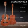imageBest Choice Products 38in Beginner All Wood Acoustic Guitar Starter Kit wGig Bag 6 Picks Nylon Strings Strap wPick Holder  NaturalNatural Mahogany