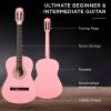 imageBest Choice Products 38in Beginner All Wood Acoustic Guitar Starter Kit wGig Bag 6 Picks Nylon Strings Strap wPick Holder  NaturalPink