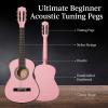 imageBest Choice Products 38in Beginner All Wood Acoustic Guitar Starter Kit wGig Bag 6 Picks Nylon Strings Strap wPick Holder  NaturalPink
