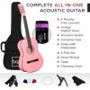 imageBest Choice Products 38in Beginner All Wood Acoustic Guitar Starter Kit wGig Bag 6 Picks Nylon Strings Strap wPick Holder  NaturalPink