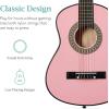 imageBest Choice Products 38in Beginner All Wood Acoustic Guitar Starter Kit wGig Bag 6 Picks Nylon Strings Strap wPick Holder  NaturalPink