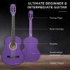 imageBest Choice Products 38in Beginner All Wood Acoustic Guitar Starter Kit wGig Bag 6 Picks Nylon Strings Strap wPick Holder  NaturalPurple