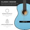 imageBest Choice Products 38in Beginner All Wood Acoustic Guitar Starter Kit wGig Bag 6 Picks Nylon Strings Strap wPick Holder  NaturalSky Blue
