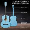 imageBest Choice Products 38in Beginner All Wood Acoustic Guitar Starter Kit wGig Bag 6 Picks Nylon Strings Strap wPick Holder  NaturalSky Blue