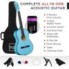 imageBest Choice Products 38in Beginner All Wood Acoustic Guitar Starter Kit wGig Bag 6 Picks Nylon Strings Strap wPick Holder  NaturalSky Blue