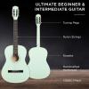 imageBest Choice Products 38in Beginner All Wood Acoustic Guitar Starter Kit wGig Bag 6 Picks Nylon Strings Strap wPick Holder  NaturalSoCal Green