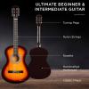 imageBest Choice Products 38in Beginner All Wood Acoustic Guitar Starter Kit wGig Bag 6 Picks Nylon Strings Strap wPick Holder  NaturalSunburst
