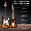 imageBest Choice Products 39in Full Size Beginner Electric Guitar Starter Kit wCase Strap 10W Amp Strings Pick Tremolo Bar  SoCal Green3 Color Sunburst