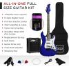 imageBest Choice Products 39in Full Size Beginner Electric Guitar Starter Kit wCase Strap 10W Amp Strings Pick Tremolo Bar  SoCal GreenMetallic Blue