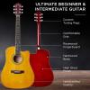 imageBest Choice Products 41in Beginner Acoustic Guitar Full Size All Wood Cutaway Guitar Starter Set wCase Strap Capo Strings Picks  BlackAged Natural