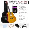 imageBest Choice Products 41in Beginner Acoustic Guitar Full Size All Wood Cutaway Guitar Starter Set wCase Strap Capo Strings Picks  BlackAged Natural