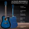 imageBest Choice Products 41in Beginner Acoustic Guitar Full Size All Wood Cutaway Guitar Starter Set wCase Strap Capo Strings Picks  BlackBlue