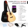 imageBest Choice Products 41in Beginner Acoustic Guitar Full Size All Wood Cutaway Guitar Starter Set wCase Strap Capo Strings Picks  BlackNatural