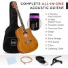 imageBest Choice Products 41in Beginner Acoustic Guitar Full Size All Wood Cutaway Guitar Starter Set wCase Strap Capo Strings Picks  BlackNatural Mahogany