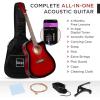 imageBest Choice Products 41in Beginner Acoustic Guitar Full Size All Wood Cutaway Guitar Starter Set wCase Strap Capo Strings Picks  BlackRed