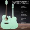 imageBest Choice Products 41in Beginner Acoustic Guitar Full Size All Wood Cutaway Guitar Starter Set wCase Strap Capo Strings Picks  BlackSoCal Green